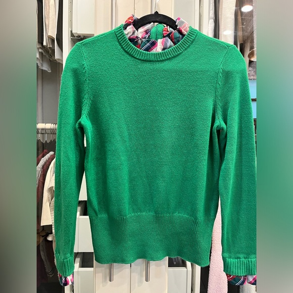 CROWN & IVY Green 2Fer Plaid Ruffle Trim Sweater PS Holiday Sweater - Picture 4 of 9